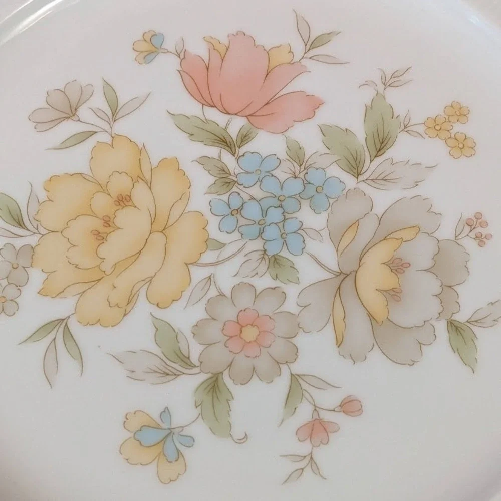 Vintage Ichiyama Toen Japan Floral Porcelain Dinner Plates Set of 6 Ribbed Edge